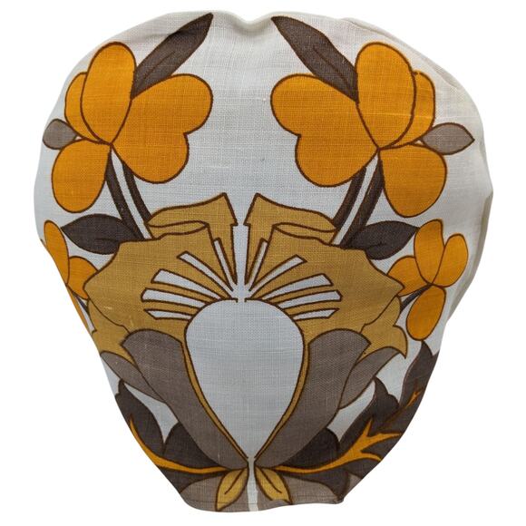 Vintage OLD BLEACH Irish Linen TEA COZY Funky Retro Mid Century ~ Poppy Pumpkin - Picture 1 of 9